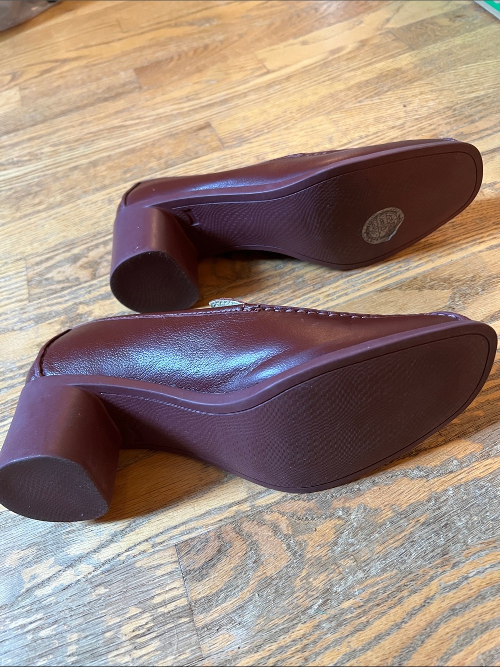 Camper Women's Burgundy Leather Chunky Block Heel Loafers size 9 - Picture 6 of 11